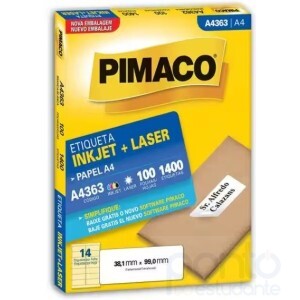 Etiqueta InkJet+Laser 38,1mm x 99,0mm A4363 - Pimaco