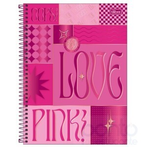 Caderno Espiral C/D Universitário Connect 10 Matérias 160 Folhas Love Pink - Tilibra