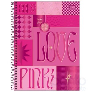 Caderno Espiral Unversitário C/D 1 Matéria 80 Folhas Love Pink - Tilibra