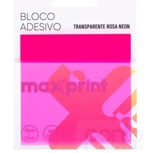 Bloco Adesivo Transparente Rosa Neon -  Maxprint