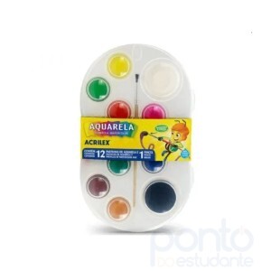 Aquarela 12 Cores Acrilex + Pincel