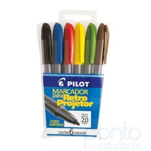 Caneta Para Retroprojetor C/6 Cores 2mm Pilot
