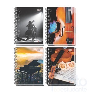Caderno Espiral 1/4 Capa Dura Musica Vertical 64fls Tamoio