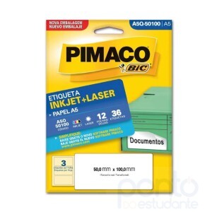 Etiqueta Pimaco A5q-50100 12 Fls 50,0 X 100 Mm