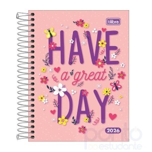 Agenda Tilibra Espiral Diária 11,7 x 16,4 cm Pepper Feminina 2026
