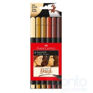 Caneta Hid. Brush SuperSoft Faber Castell 6 Tons de Pele