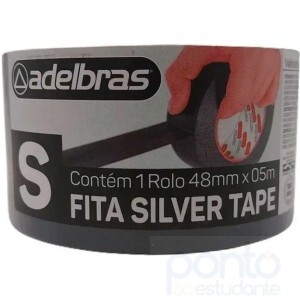 Fita Adesiva Larga Silver Tape 48x5 Preta - Adelbras