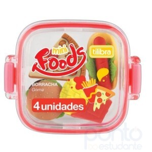 Borracha Lancheira Mini Foods Pote com 4 Un. - Tilibra