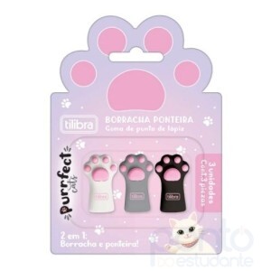 Borracha Ponteira Purrfect Cats com 3 - Tilibra